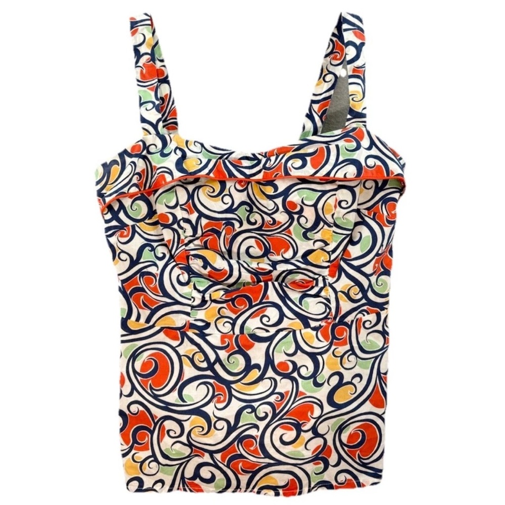 CAbi Keepsake Cami Tank Top Swirl Ajustable Strap 100% Cotton Y2K Size 4